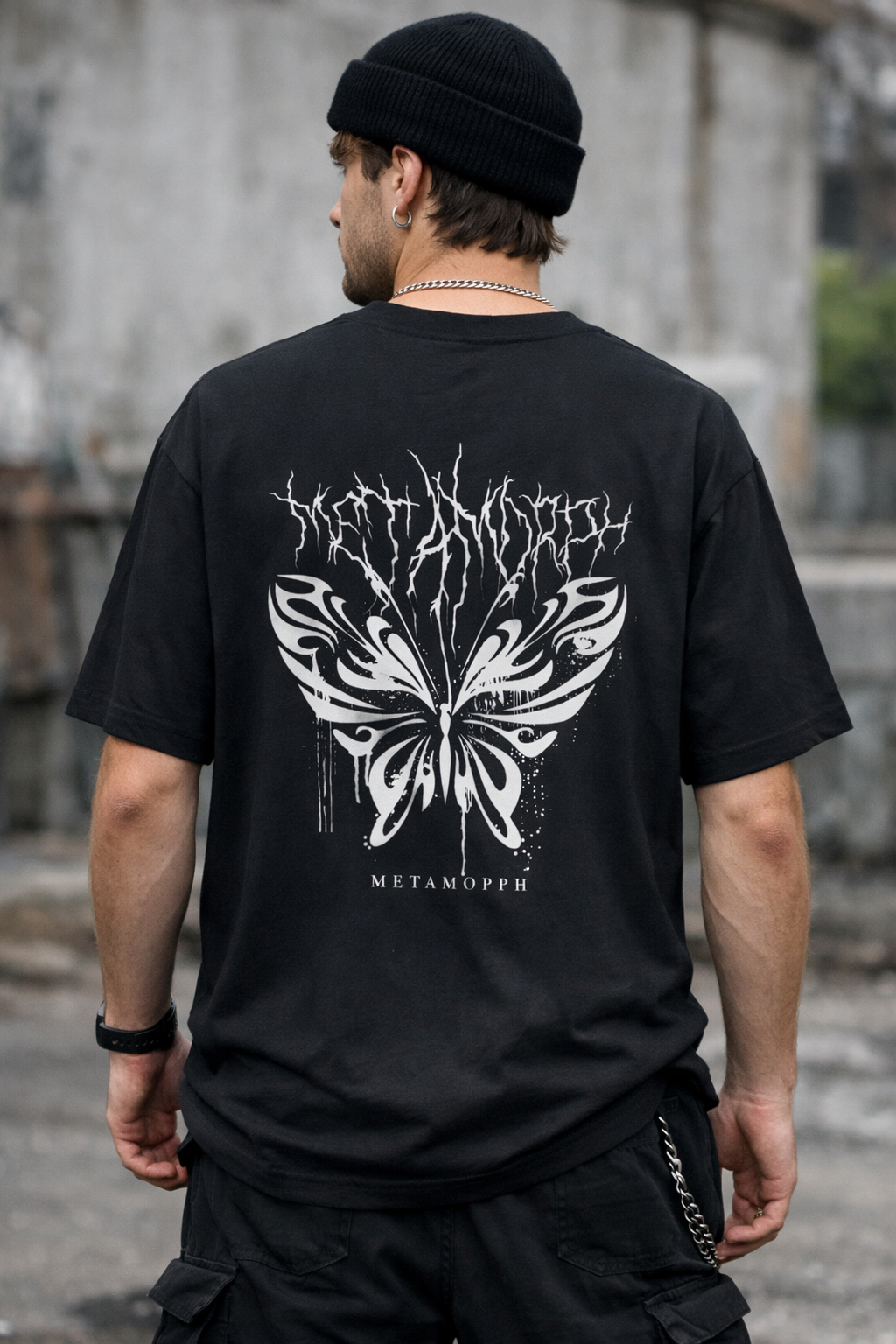 Abstract Butterfly Graphic Oversized Tee