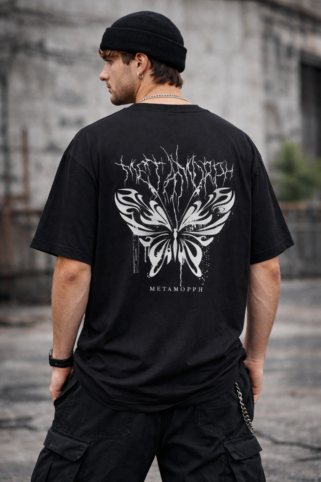 Abstract Butterfly Graphic Oversized Tee